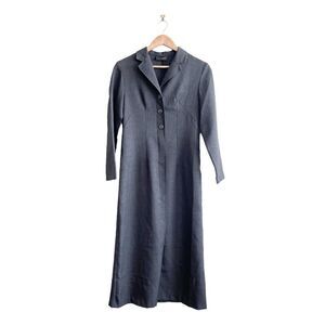 Pariscope Womens Maxi Collared Jacket Coat Long Sleeve Button Gray Size 3